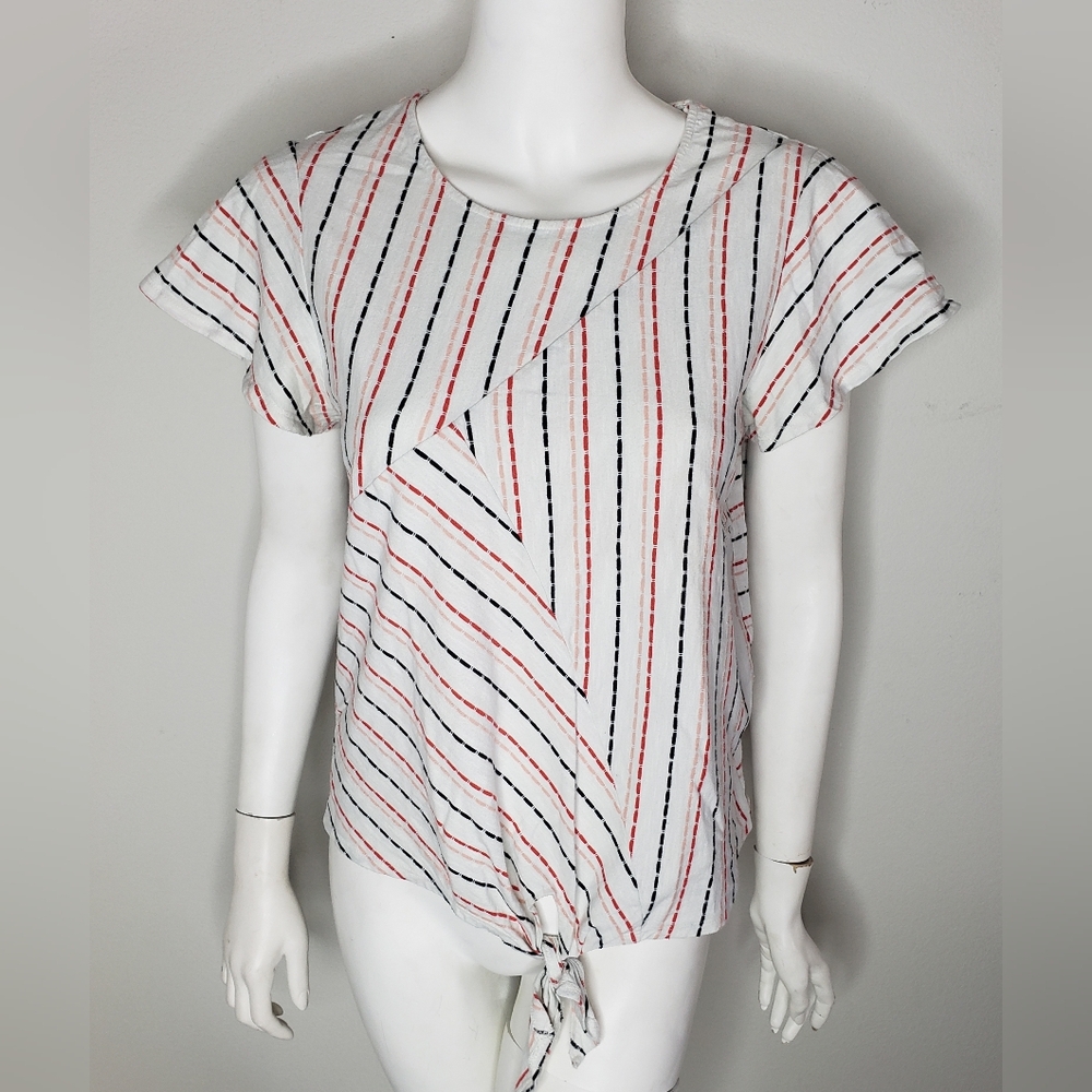 ACOS&A Striped Tie-Front Women's Top